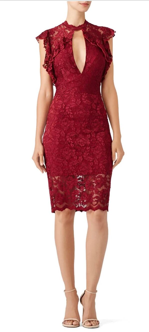 Saylor Red Lace Keyhole Dress L